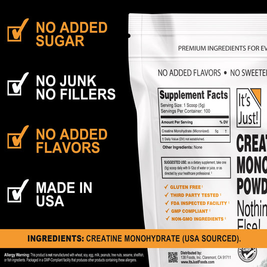 Unflavored creatine monohydrate powder with scoop