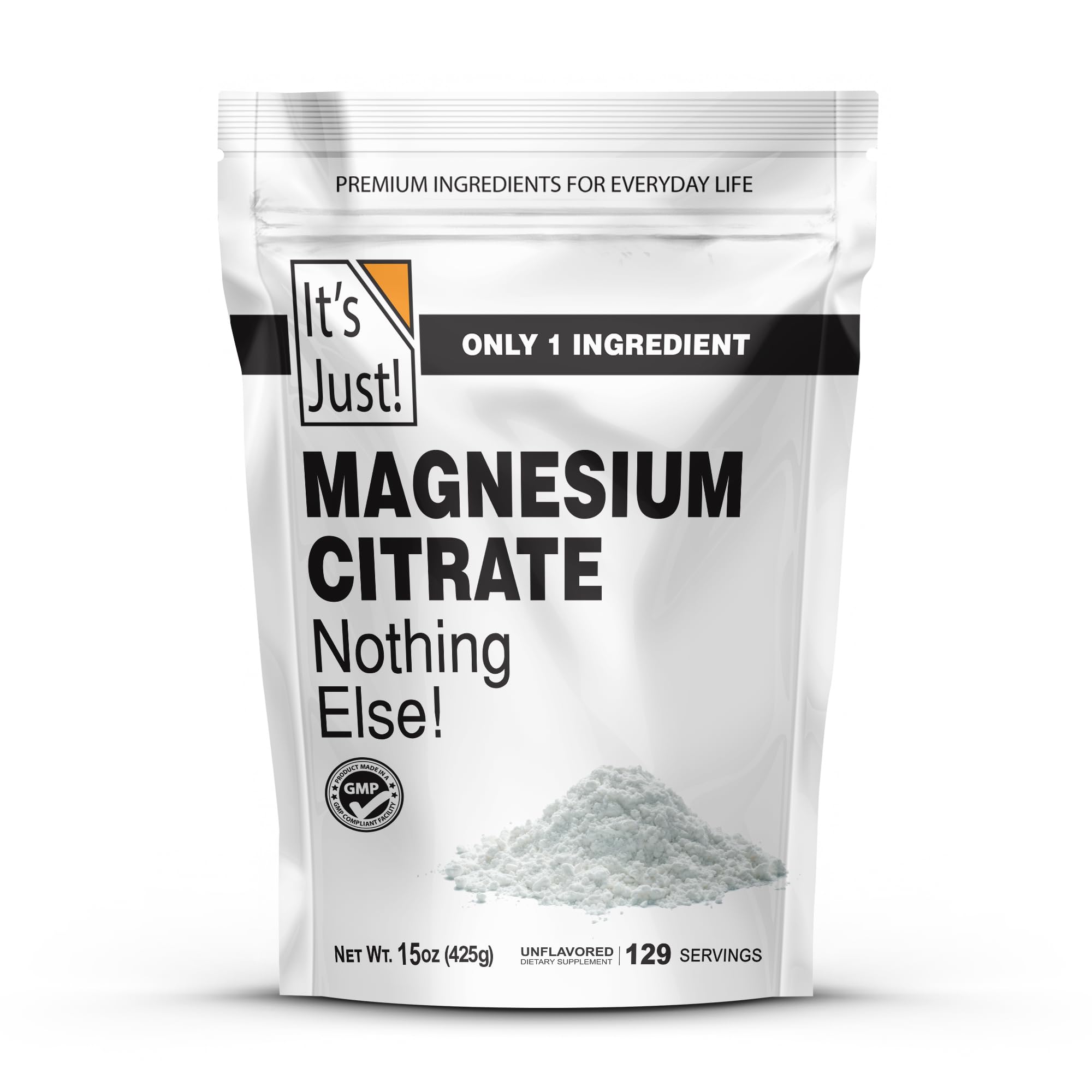 It's Just Magnesium Citrate Powder 15oz front view