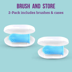 Toddler use: blue silicone finger toothbrush for ages 1-2