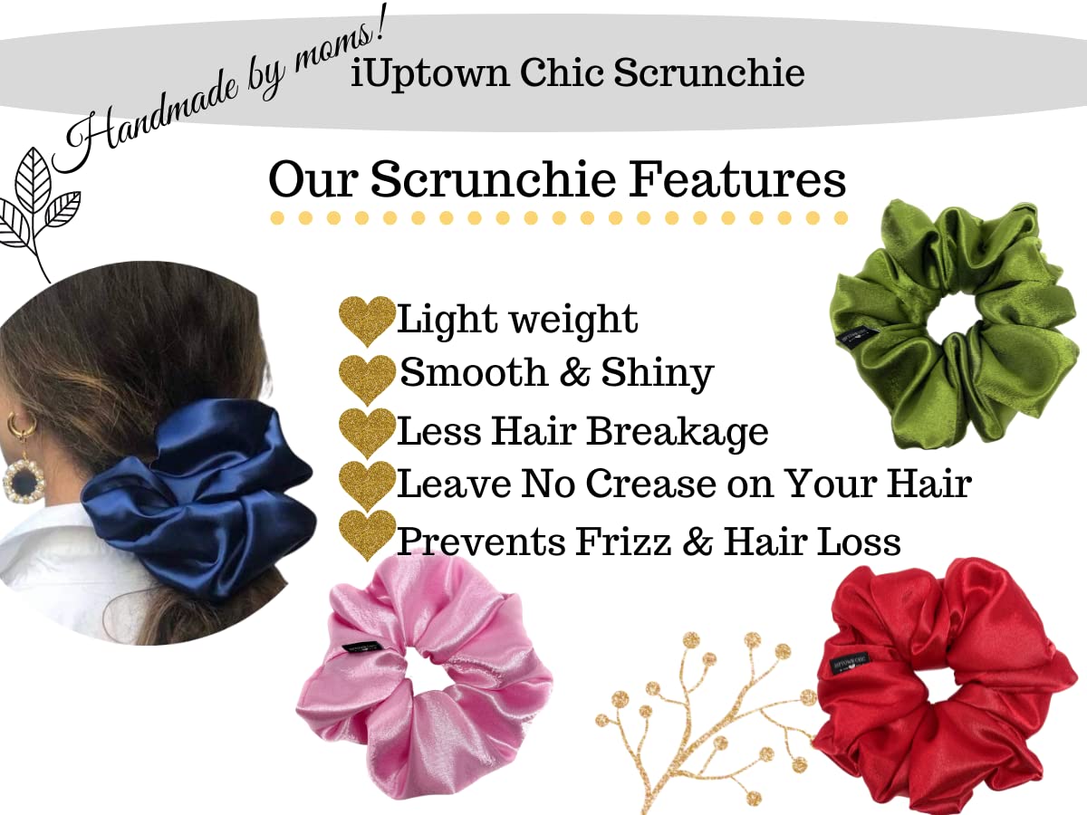 Iuptown Chic large elastic satin scrunchie pink provides durable wrap for hair