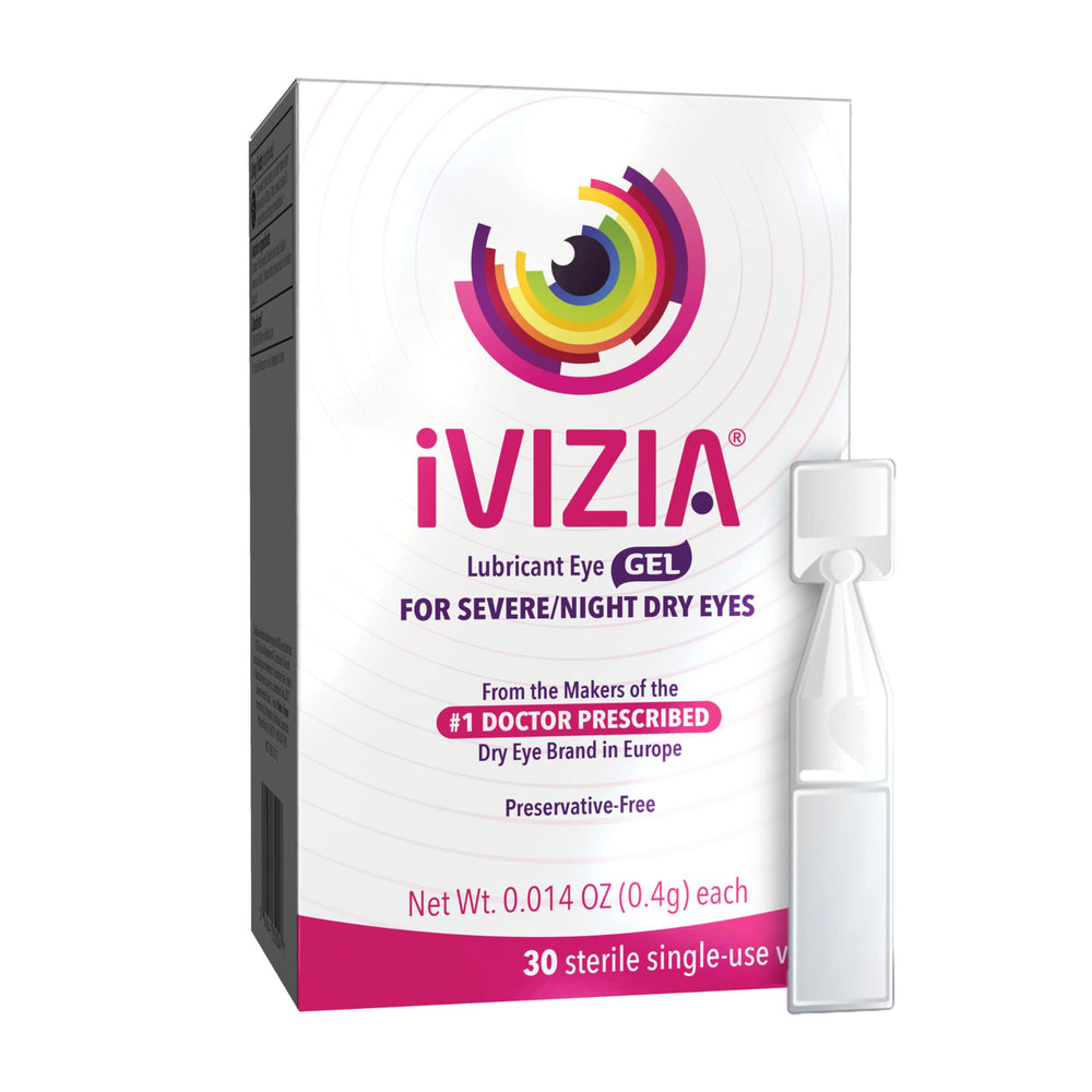 iVIZIA Lubricant Eye Gel overview showing nighttime relief and enhanced lubrication