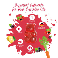 Daily energy concept with gummies and clock