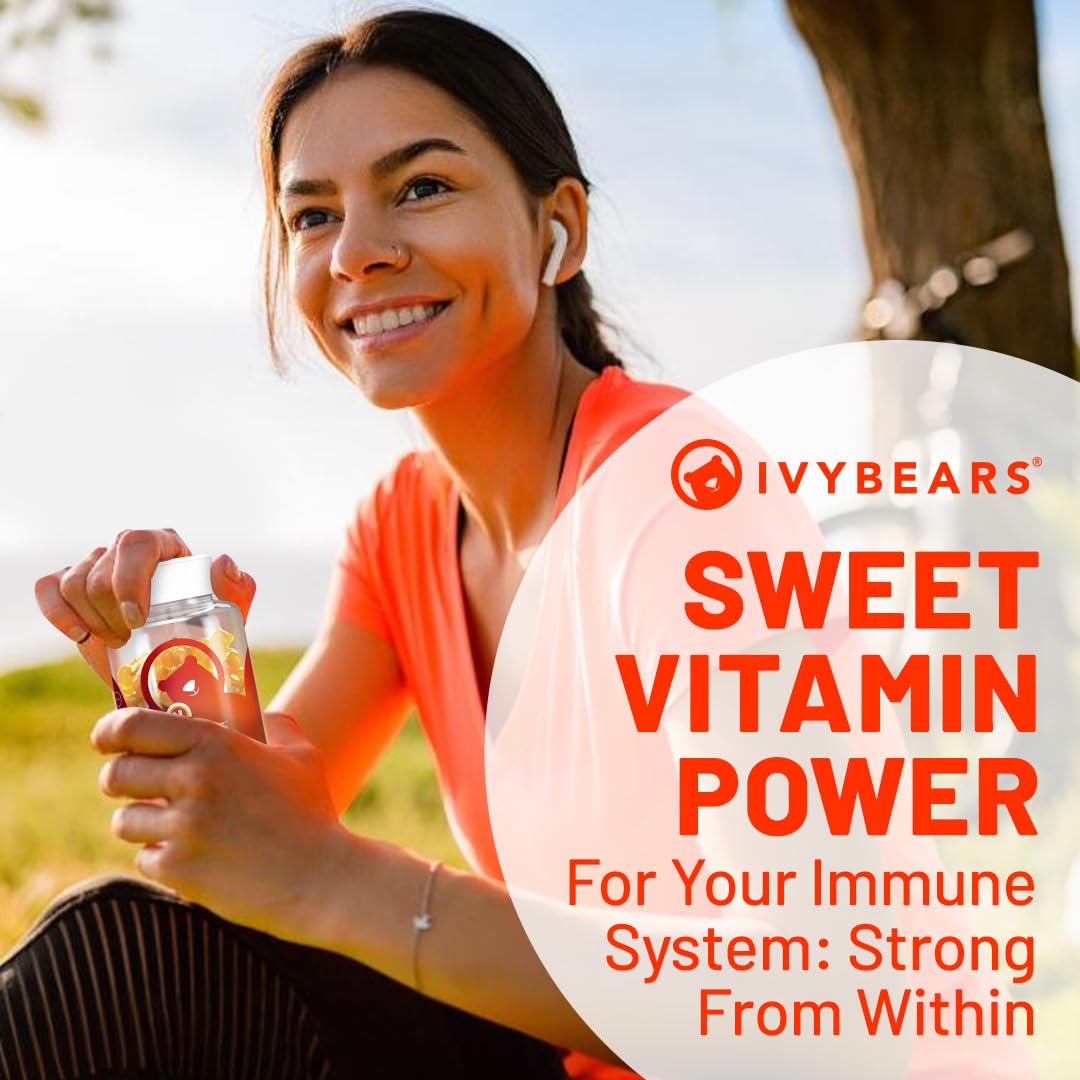 Close-up of 8 essential immune nutrients including Vitamin C, D2, B2, B6, B12, E, Biotin and Zinc