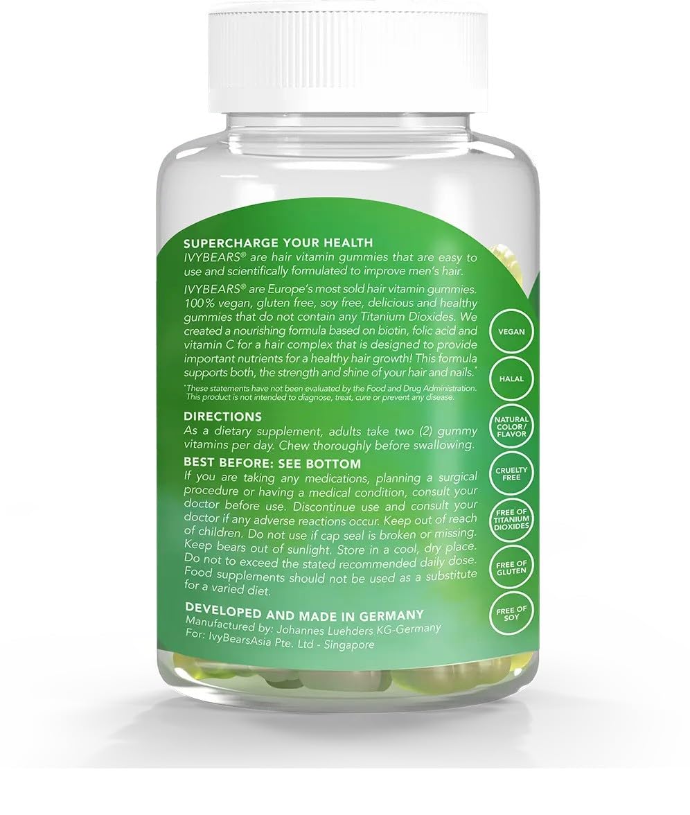 IvyBears Hair Vitamin Gummies packaging – vegan and German-made