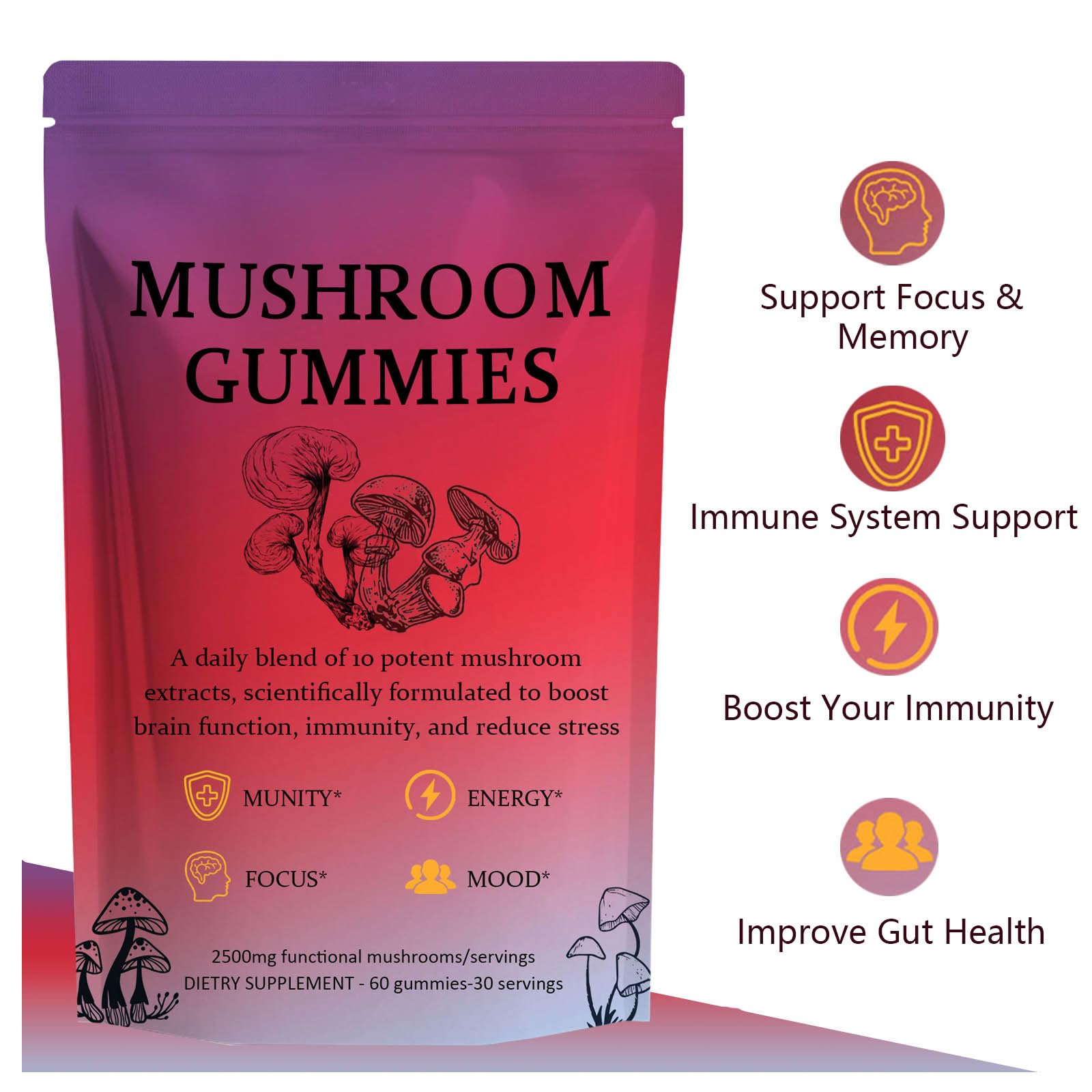 Travel-friendly ixarco Mushroom Gummies packaging