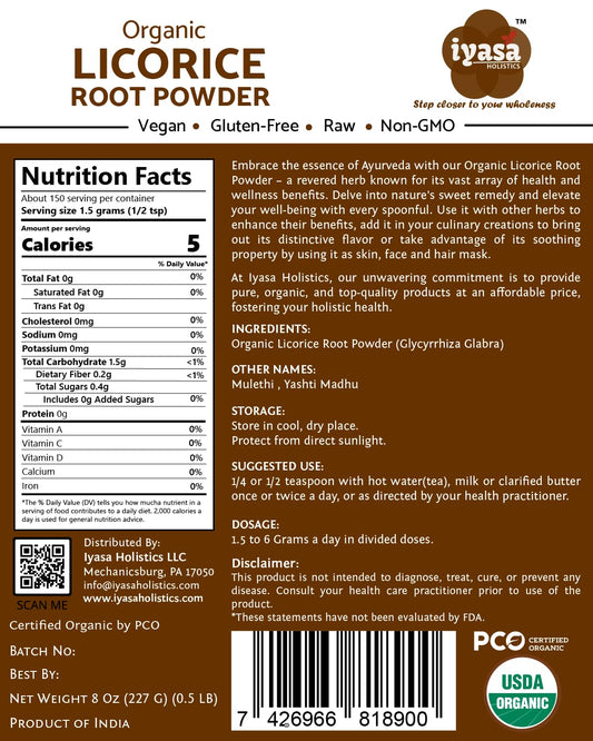 Organic licorice root powder jar close-up
