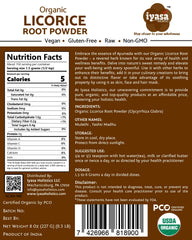 Organic licorice root powder jar close-up
