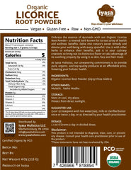 Close-up of the Iyasa Holistics licorice root powder label