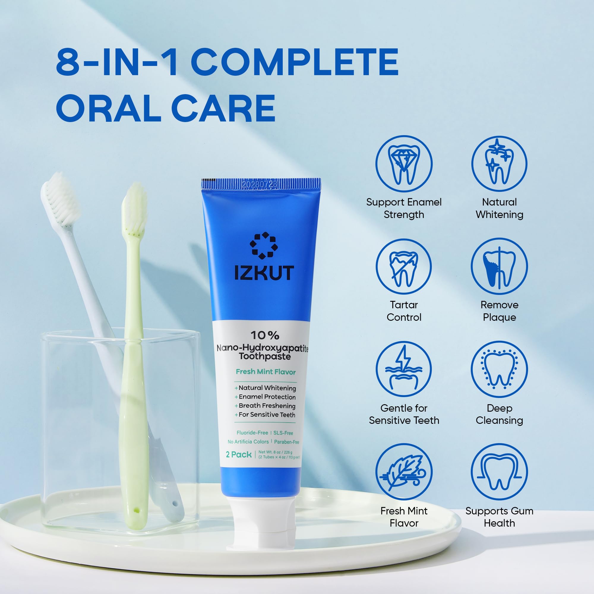 Two 4 oz IZKUT toothpaste tubes in a pack