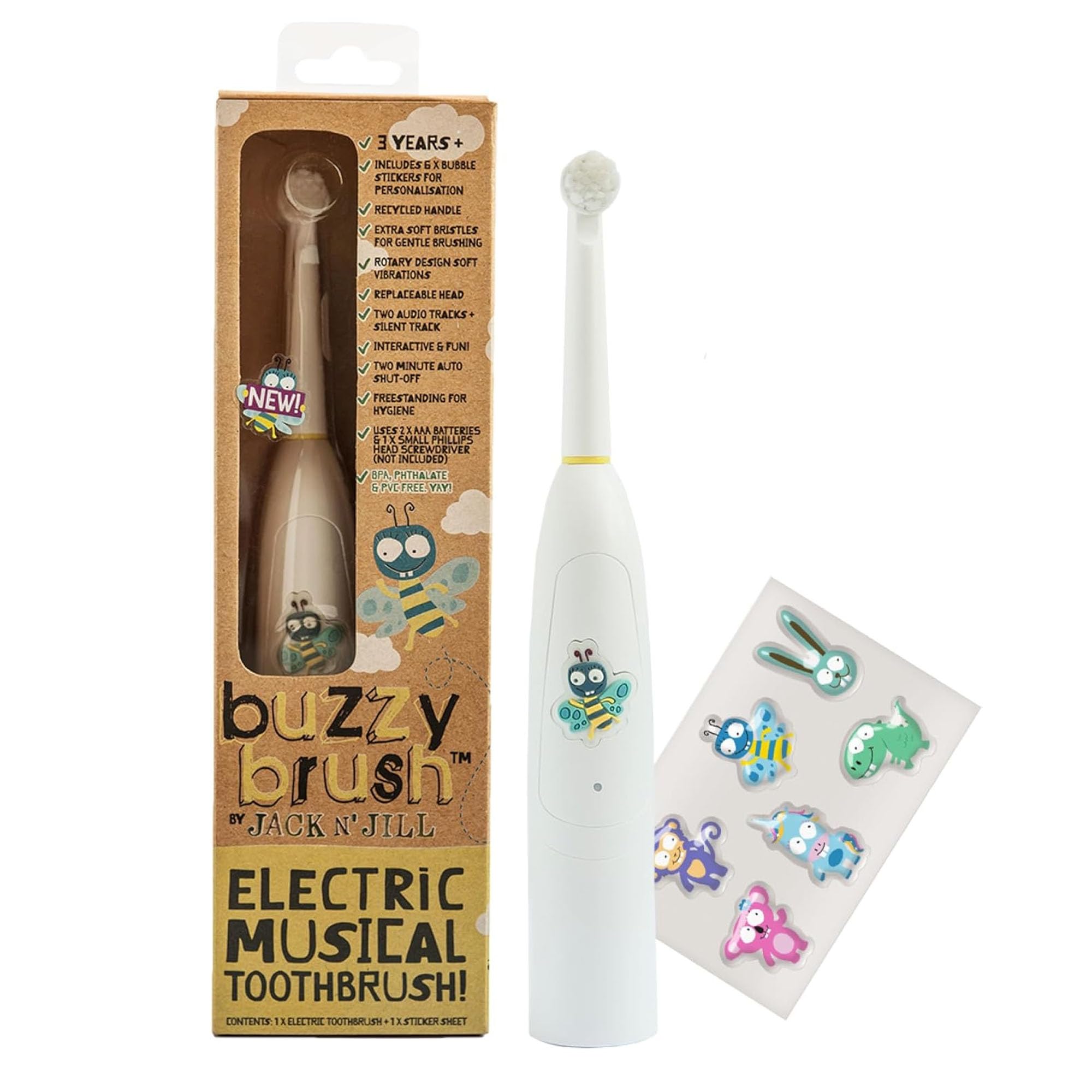 Jack N' Jill Buzzy Brush electric musical toothbrush for kids - front view