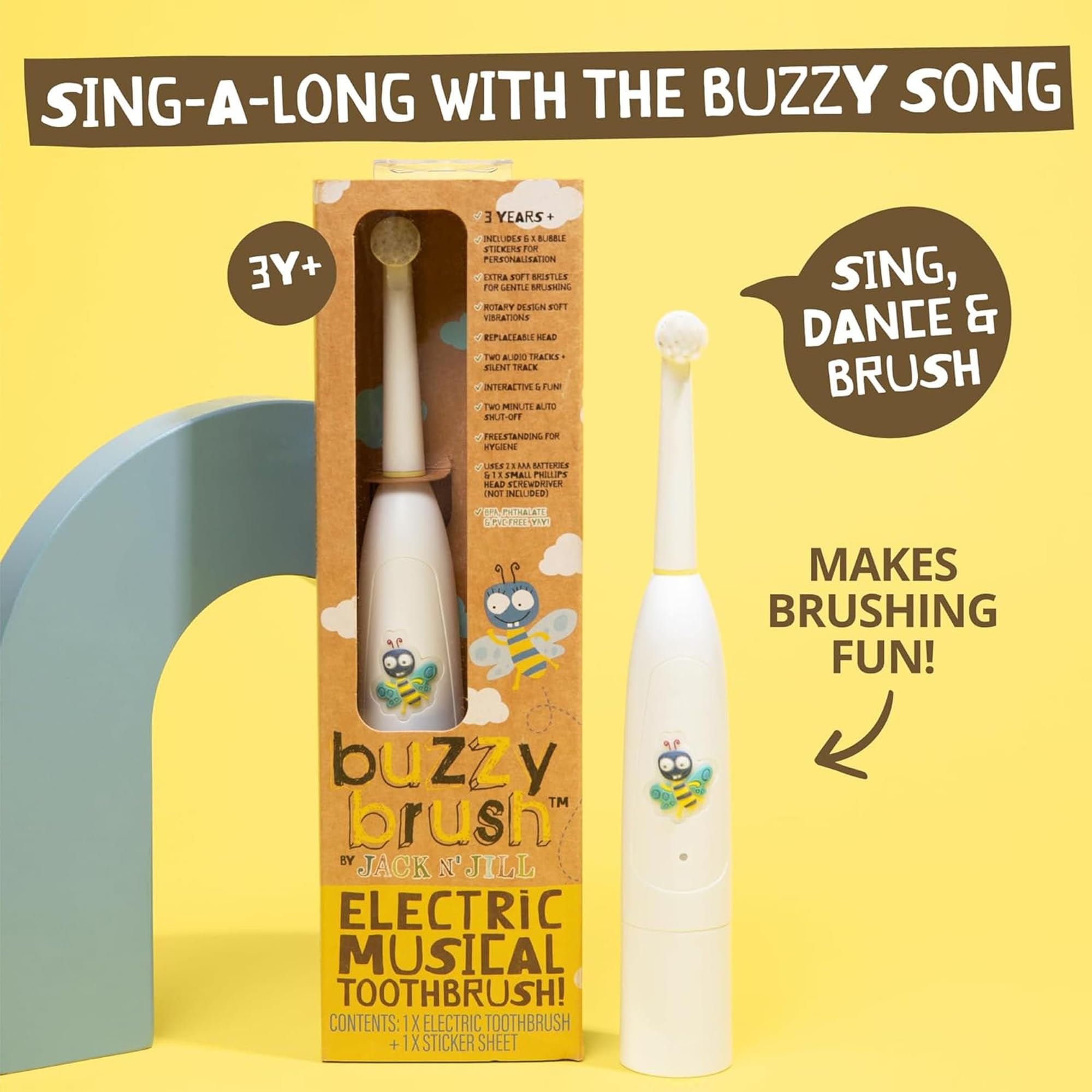 Buzzy Brush showing Tri-Color LED indicators