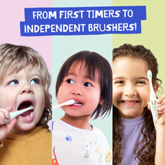 Close-up of super soft bristles on Jack N' Jill Dino Baby toothbrush