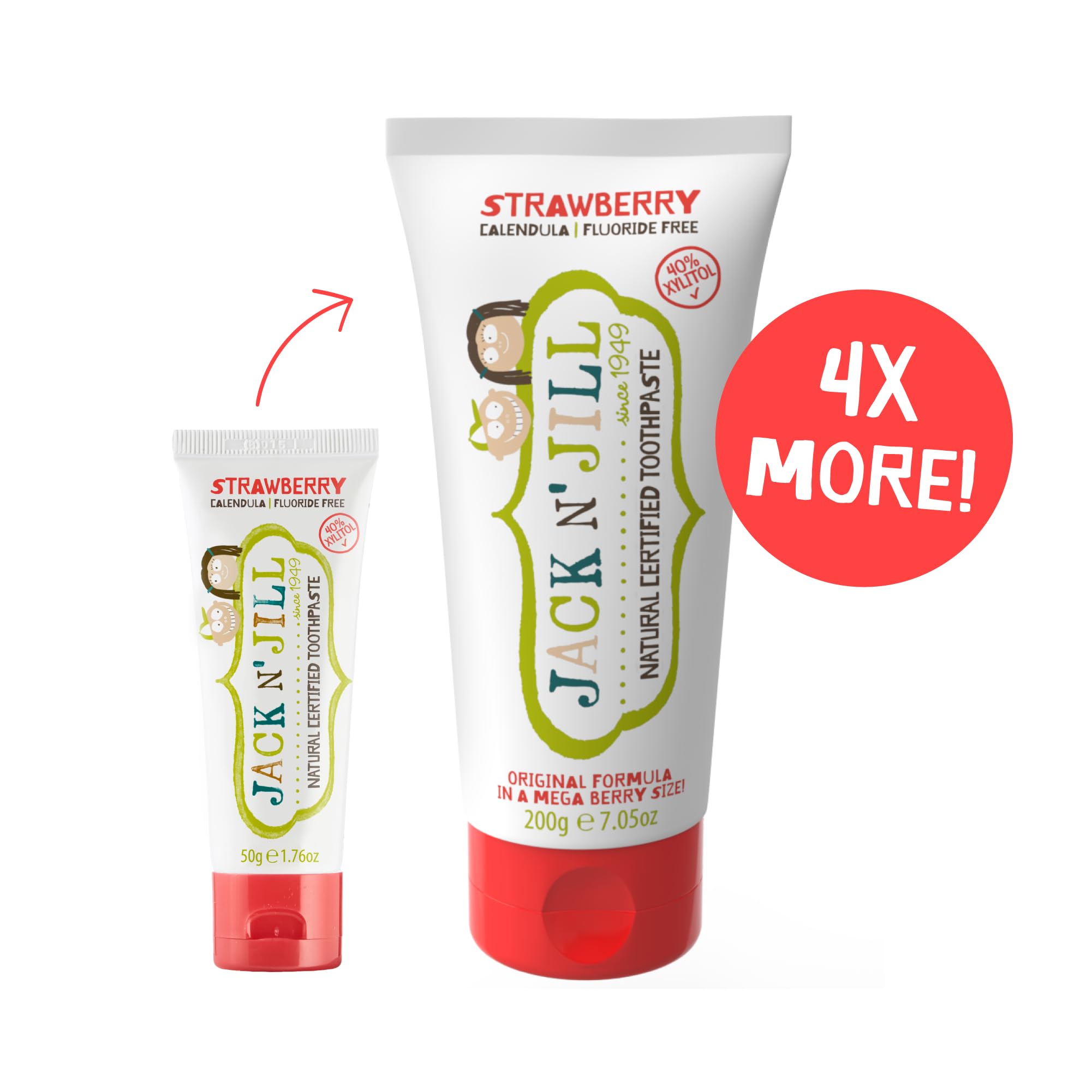 Label highlighting fluoride-free and 40% xylitol