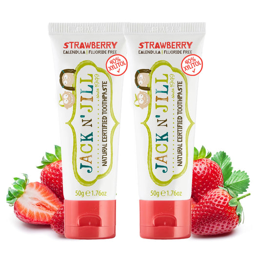 Jack N' Jill natural toothpaste for babies and infants with strawberry flavor, 1.76 oz per tube (pack of 2)