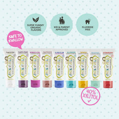 Illustration showing how to brush with Jack N' Jill toothpaste