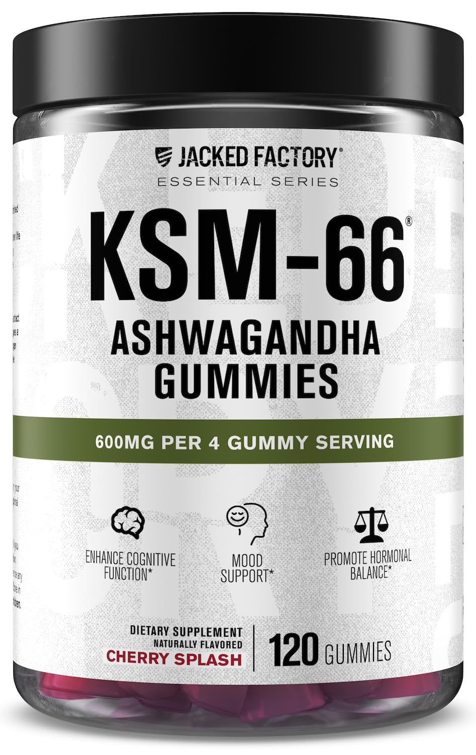 Jacked Factory Ashwagandha Gummies with KSM-66 Cherry Splash, 120 count