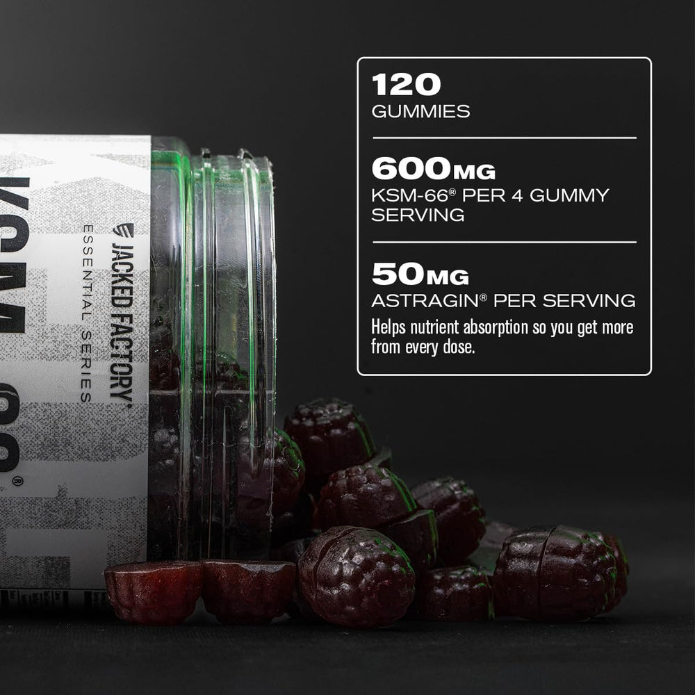 Nutrition facts panel for Jacked Factory Ashwagandha Gummies