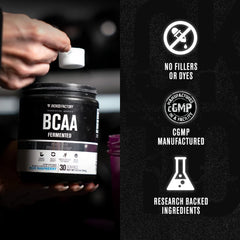 Graphic showing 6000mg BCAAs per serving in 2:1:1 ratio