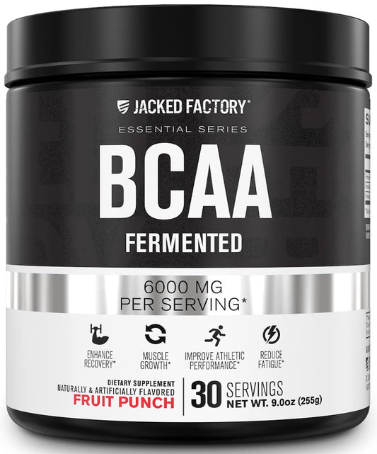 Label for Jacked Factory BCAA Powder Fermented Fruit Punch