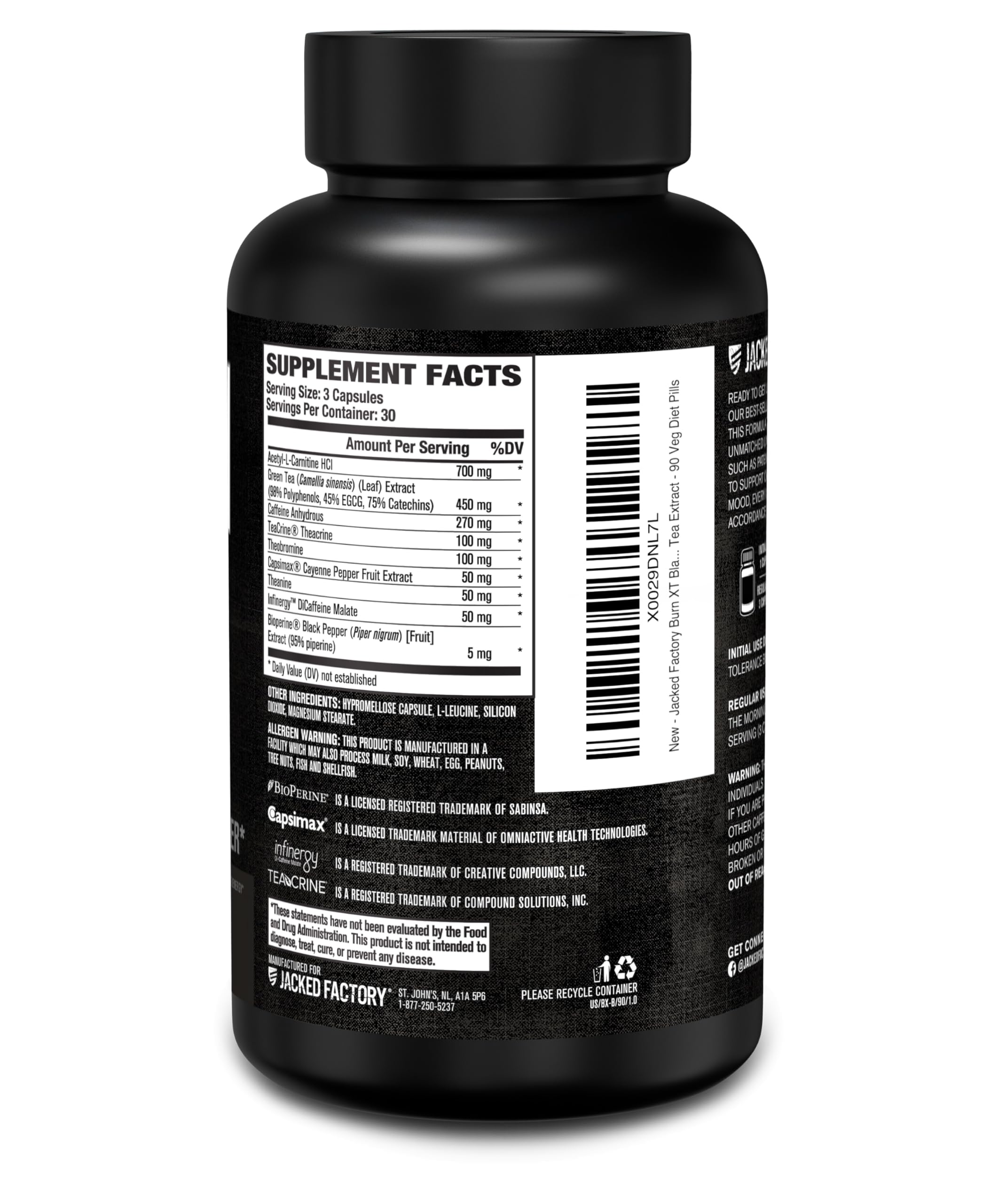 Jacked Factory Burn XT Black cGMP facility badge image.