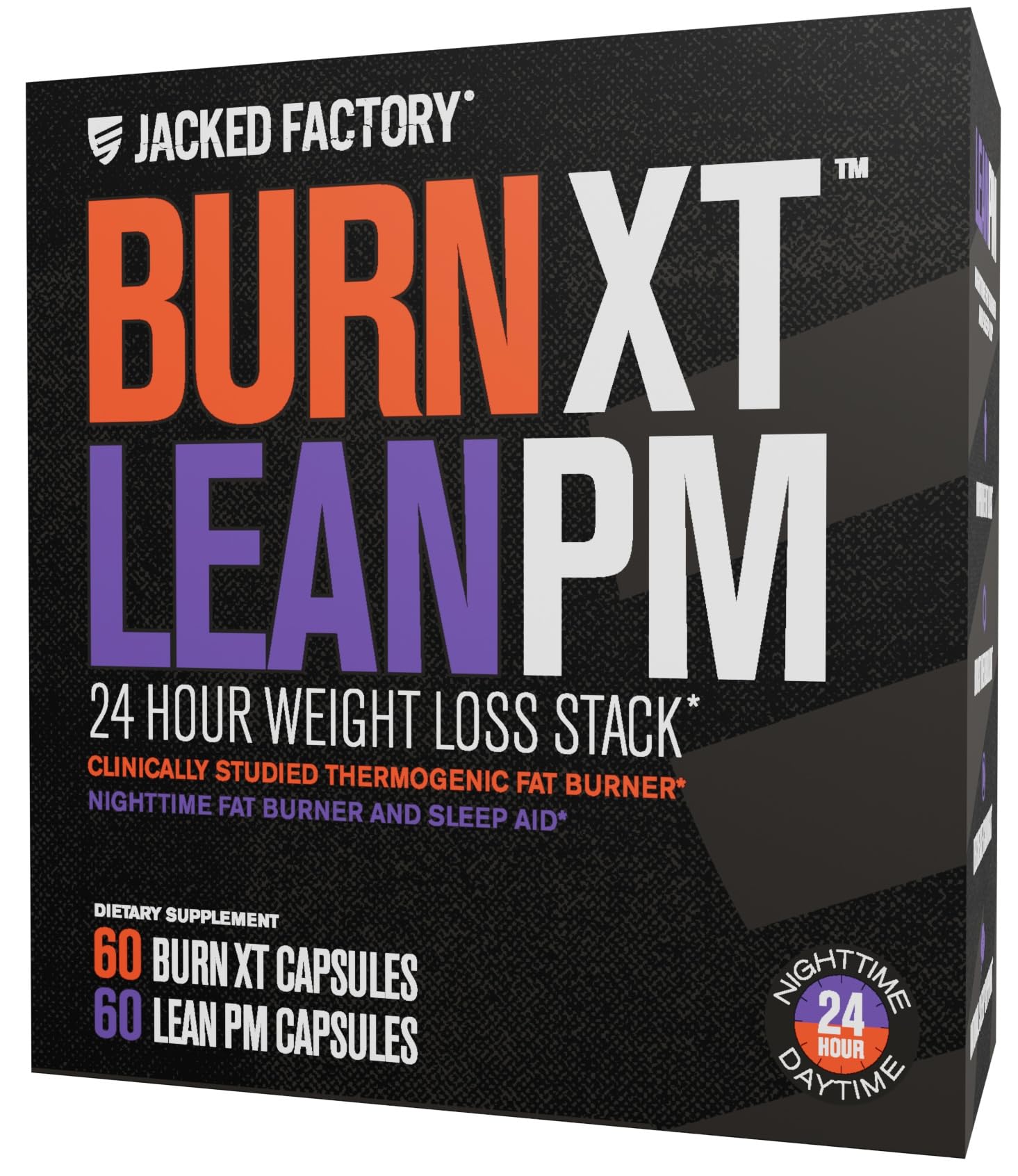 Front packaging of Jacked Factory Burn-XT + Lean PM Kit