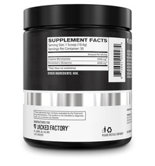 Jacked Factory Creatine + Glutamine bottle shown from the side