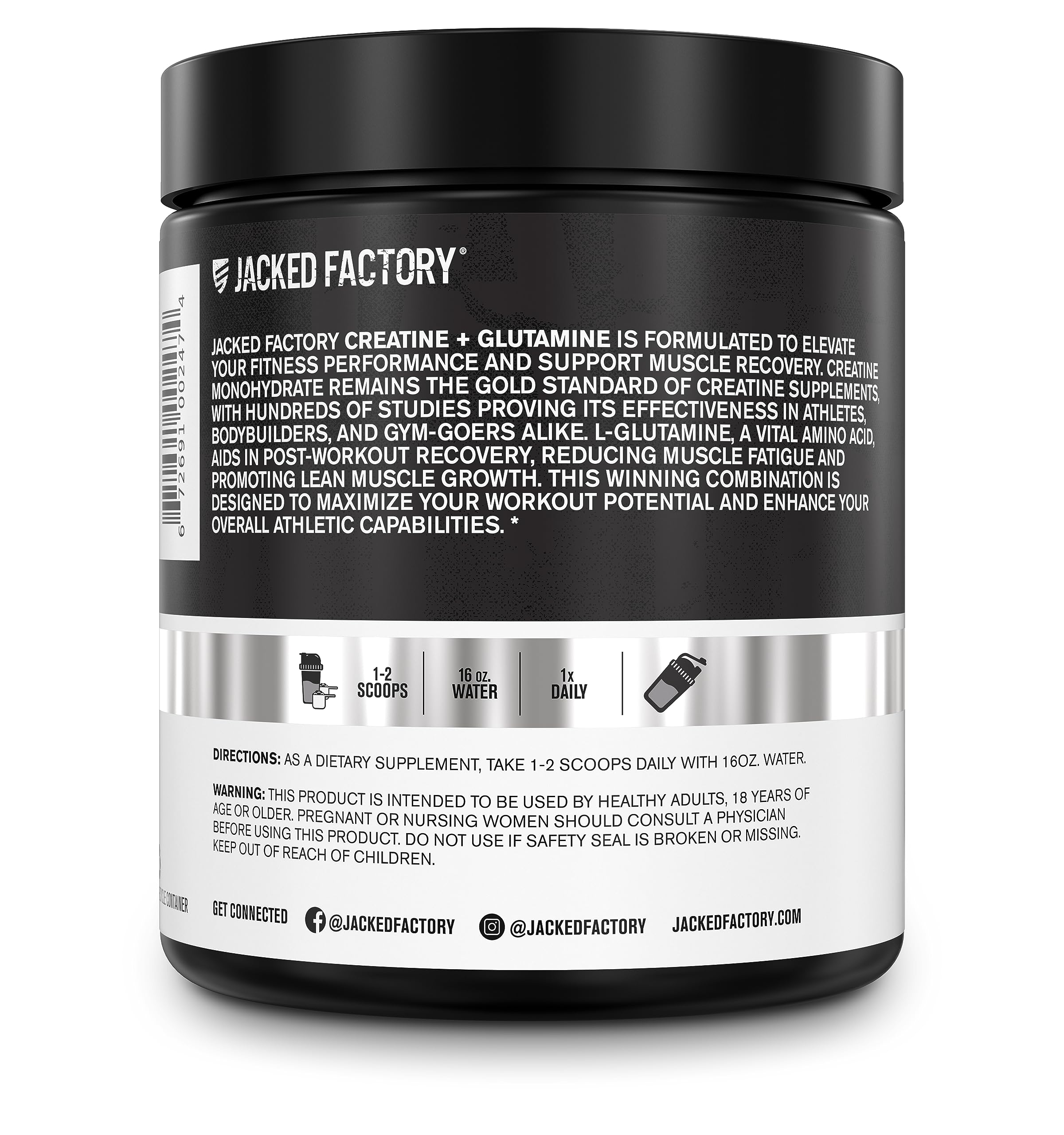 Serving scoop of Creatine Monohydrate and L-Glutamine powder