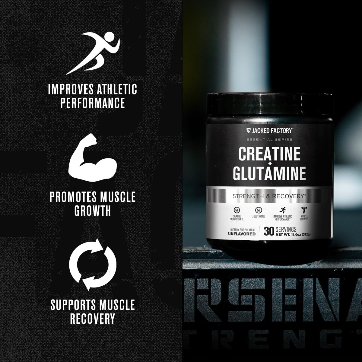 Athlete training with Jacked Factory Creatine + Glutamine