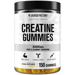 Bottle of Jacked Factory Creatine Gummies Lemon flavor with 150 gummies