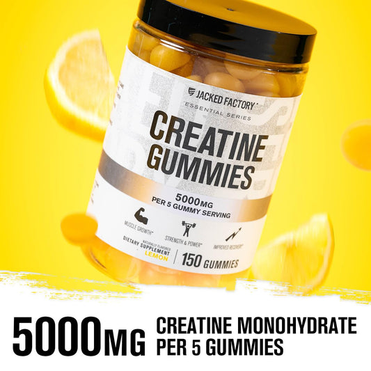 Close-up of lemon-flavored Creatine Monohydrate gummies