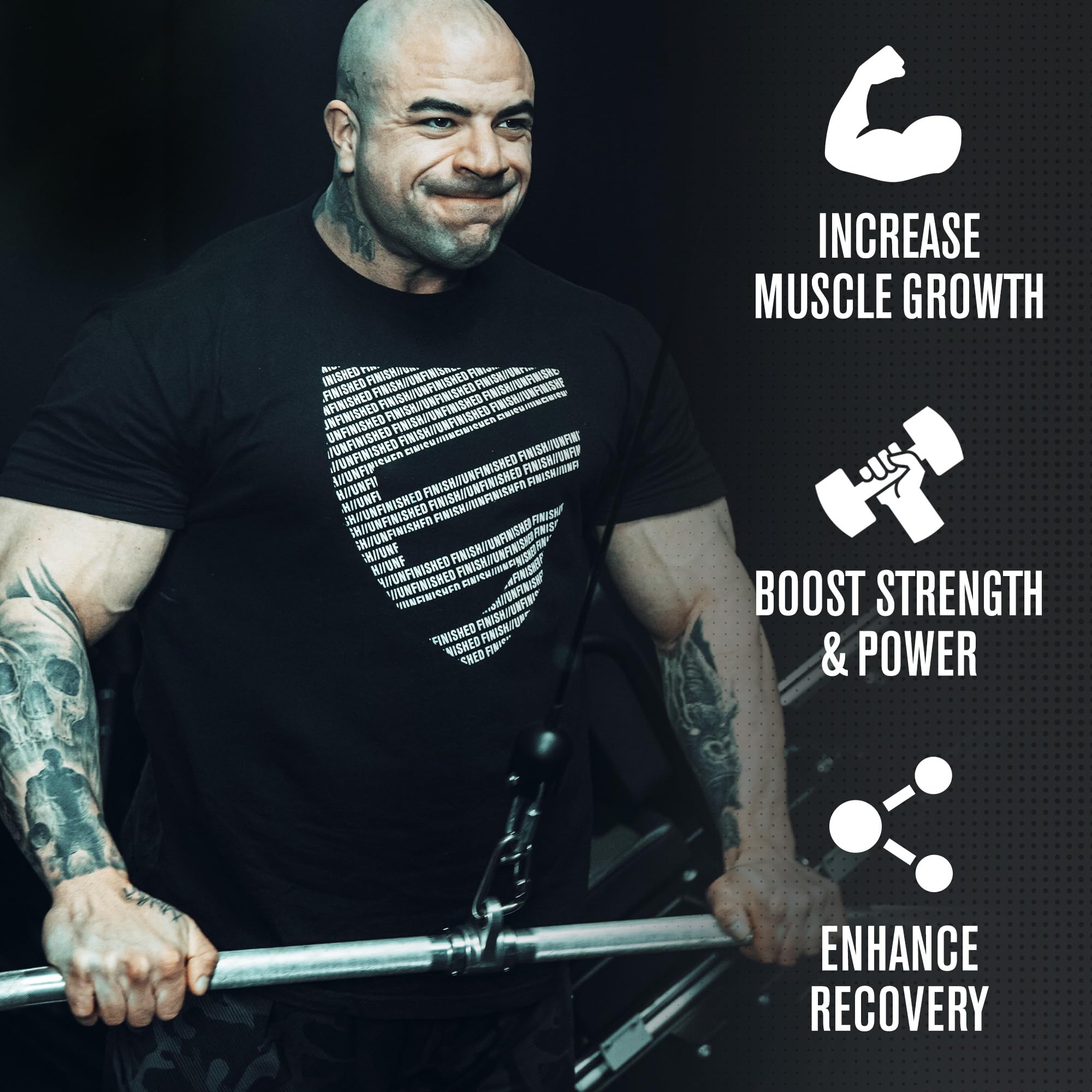 Measuring scoop with powder for Creatine Monohydrate + HMB