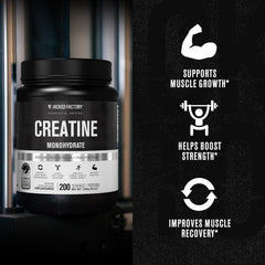 Creatine powder being poured into a glass