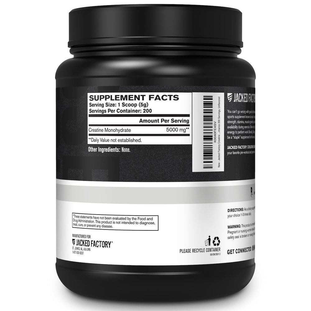 Vegan-friendly, unflavored creatine monohydrate packaging