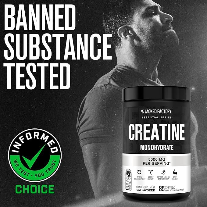 Scoop of creatine monohydrate showing 5000mg per scoop