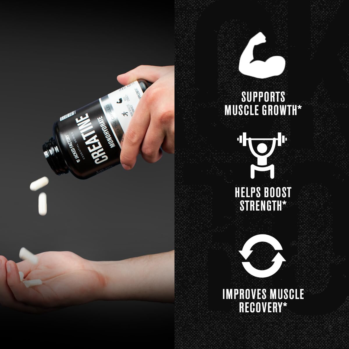 Single Creatine Monohydrate capsule highlighted