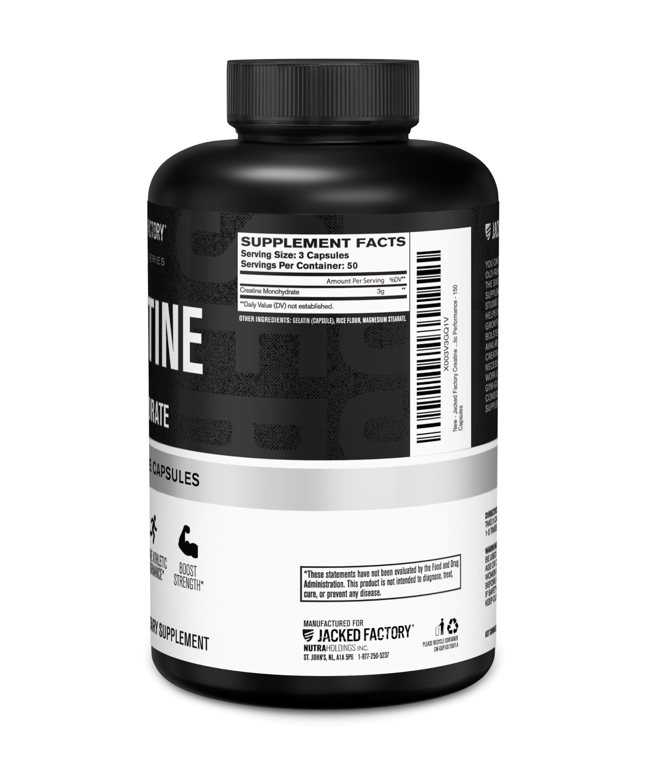 Creatine Monohydrate capsules with a scoop