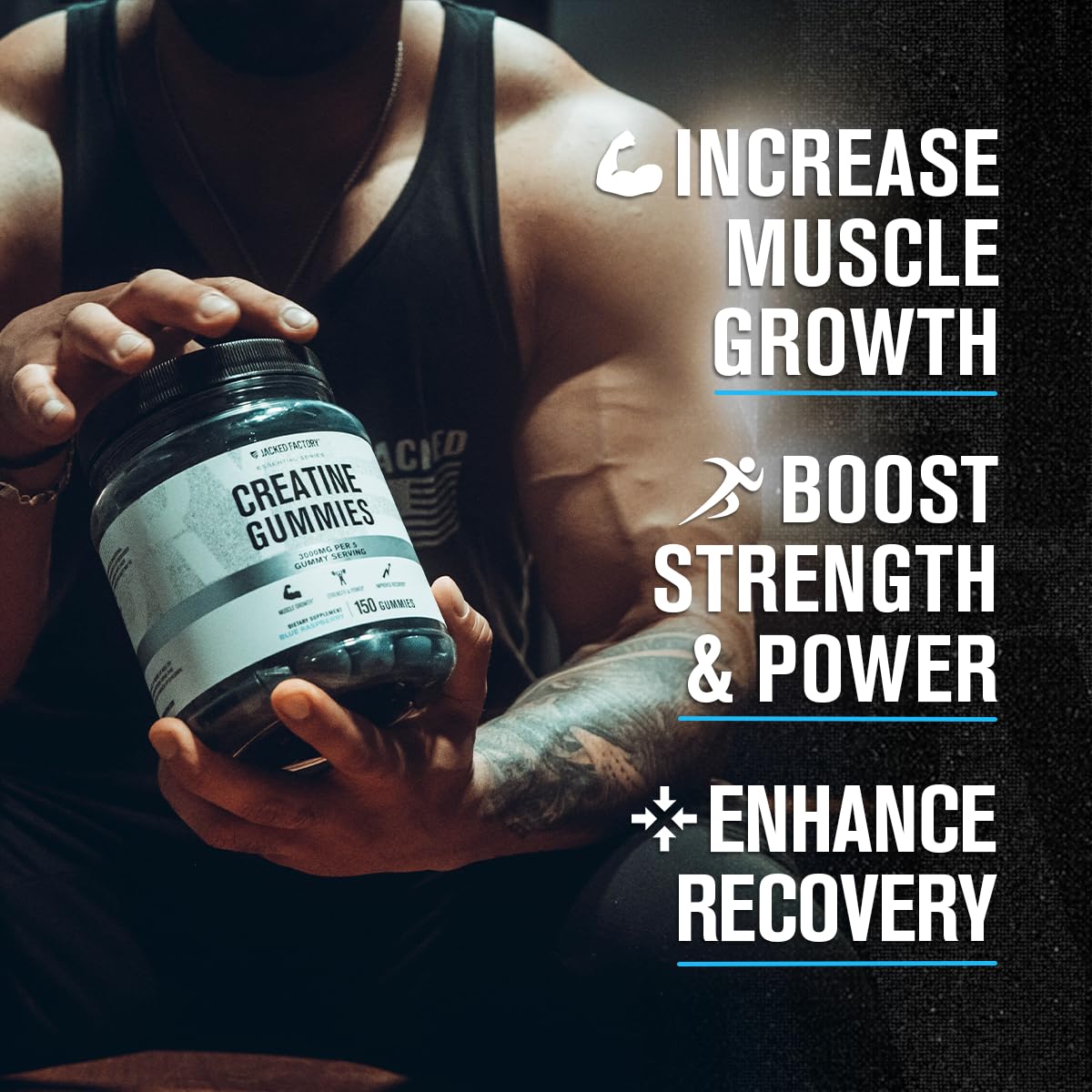 Front packaging design for Creatine Monohydrate Gummies