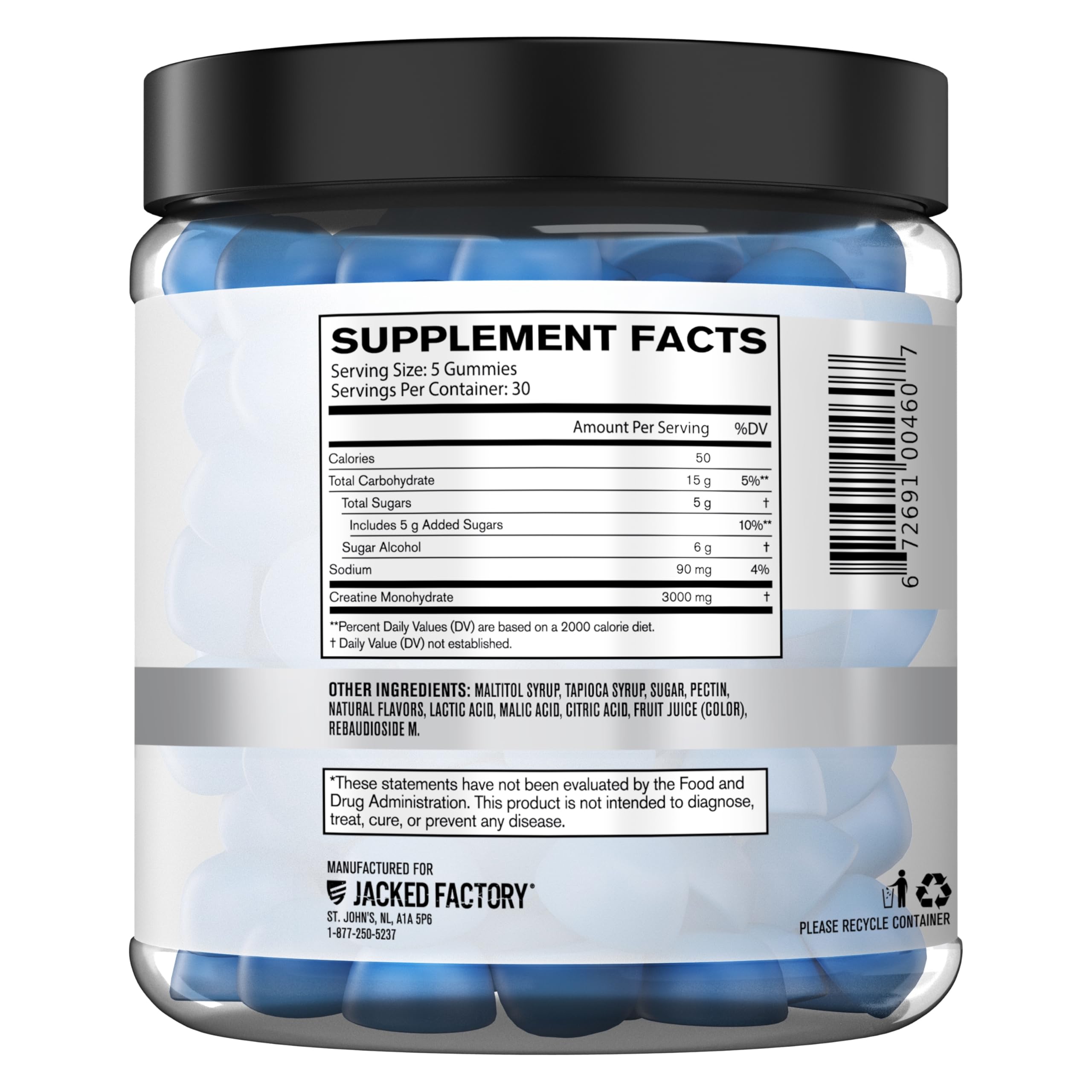 cGMP facility label with gummies in the background