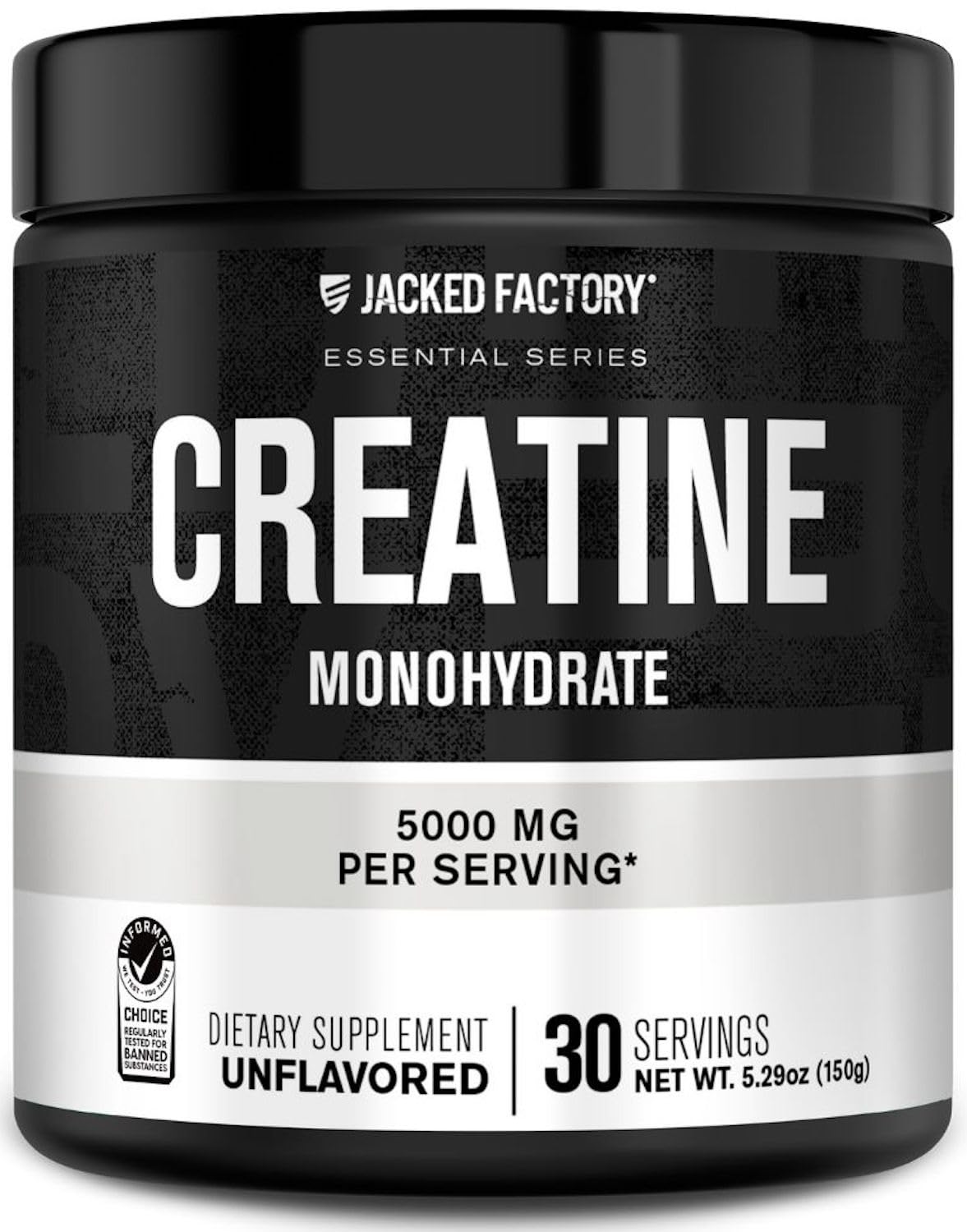 Jacked Factory Creatine Monohydrate Powder 150g bottle front view