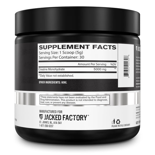 Close-up scoop of unflavored creatine monohydrate powder