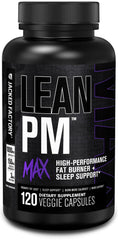 Jacked Factory Lean PM Max bottle front view showcasing sleep-friendly formula