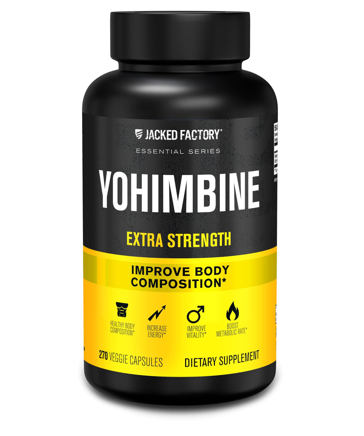 Jacked Factory Yohimbine Extra Strength bottle with 270 veggie capsules