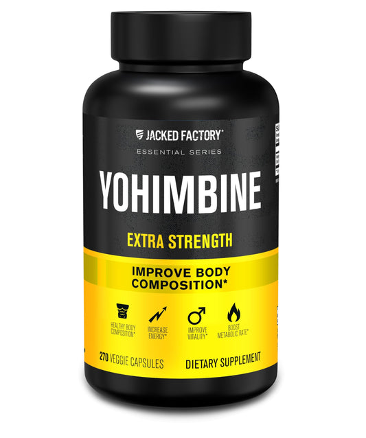 Jacked Factory Yohimbine Extra Strength bottle with 270 veggie capsules