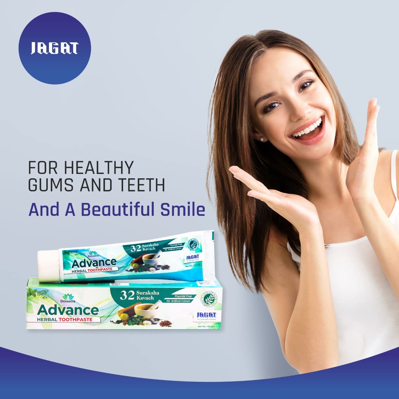 Pack of four Jagat Devsutra Advanced Herbal Toothpaste boxes