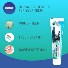 Vegan, fluoride-free Jagat Devsutra toothpaste packaging emphasis