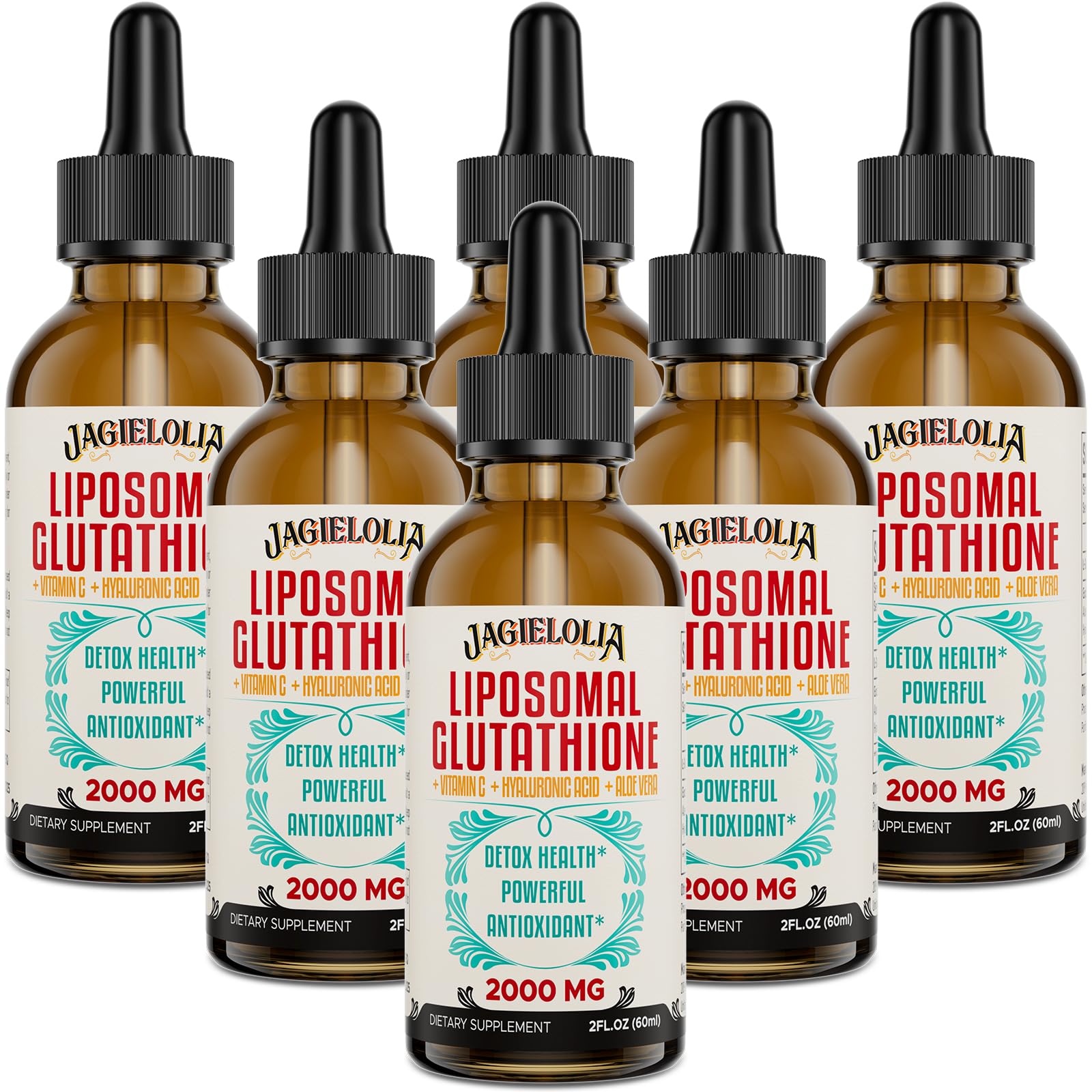 Jagielolia liposomal glutathione liquid bottle showing potent antioxidant support