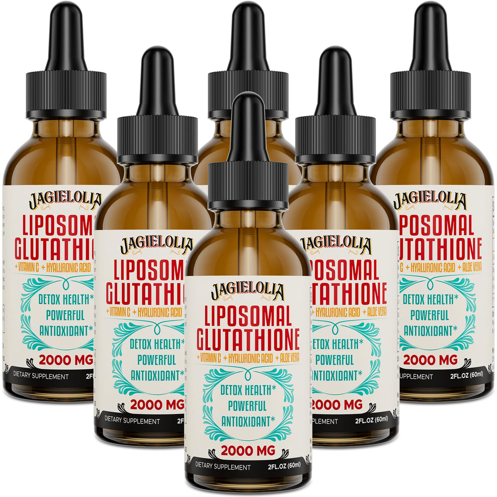 Jagielolia liposomal glutathione liquid bottle showing potent antioxidant support