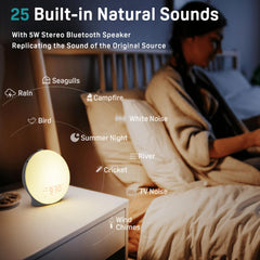 JALL Sunrise Alarm Clock showing sunrise lighting, easing wake-ups with gradual brightness.