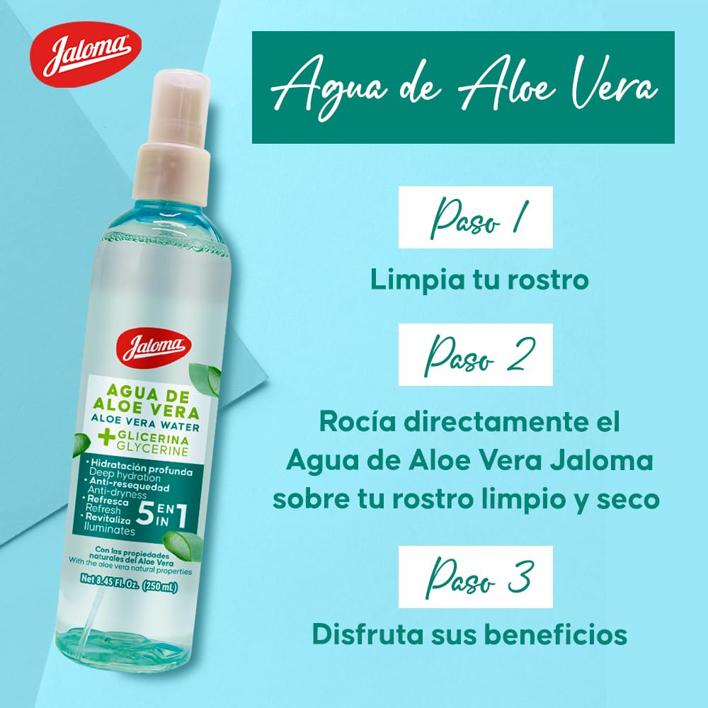Pouring Jaloma Aloe Vera Water onto the skin