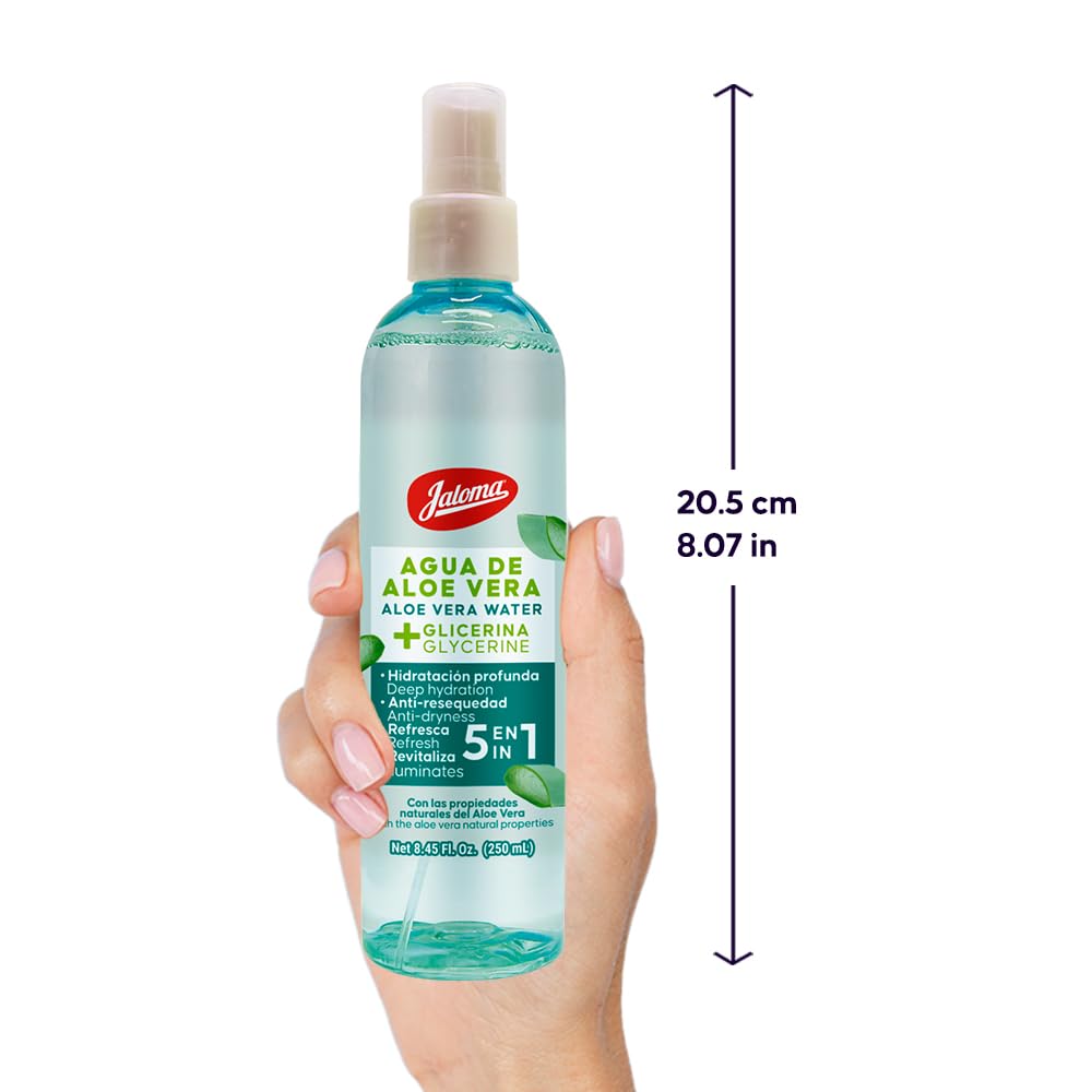 Lifestyle shot of applying Jaloma Aloe Vera Water to the skin